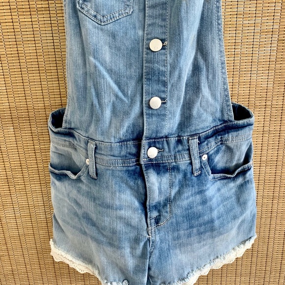 Mossimo Light Wash Lace Trim Shortalls from Target - Picture 6 of 10